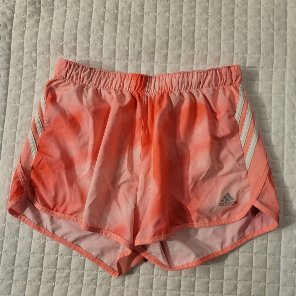 Adidas Climalite Women's S Running Shorts Coral Pink Tie Dye Athletic Tennis Gym